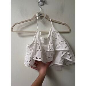 Lush White Halter Crop Top Size Large